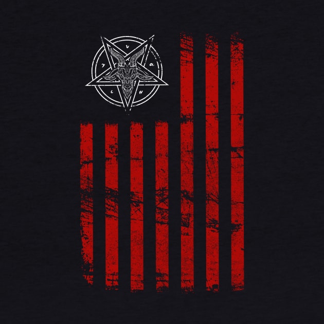 Hail Satan American Occult Flag  print by biNutz